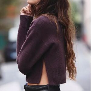 Zara Soft Knit Crop Sweater in Eggplant